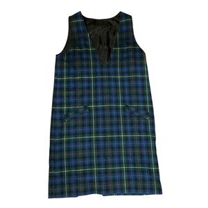 Vintage Hand-Made Sleeveless Tartan Plaid Shift Dress Size M Lined Womens